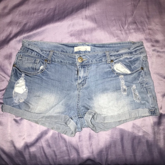 Ripped Denim Jean Shorts - Picture 1 of 3